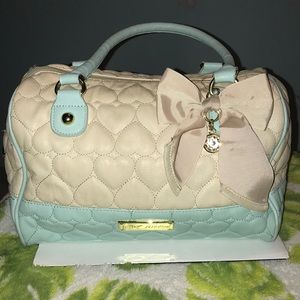 Betsey Johnson Teal Cream with Bow Purse